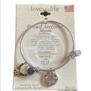 Love this Life Proud Airforce Mom Stainless Steel Bangle Bracelet